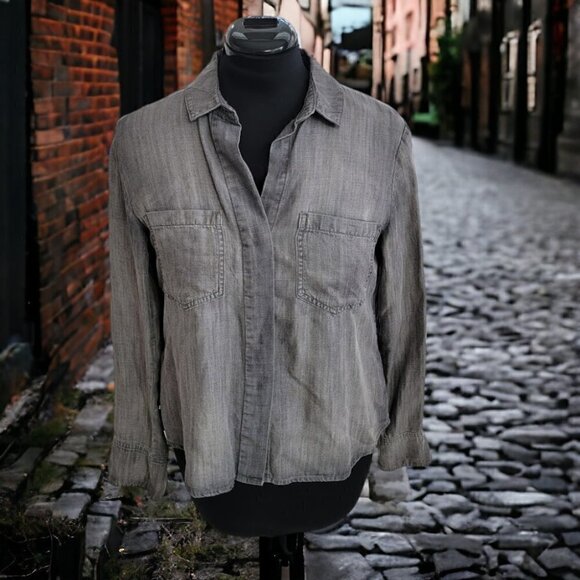 Anthropologie Cloth & Stone Button Shirt - Gray - SUPER SOFT Size S - Picture 1 of 12
